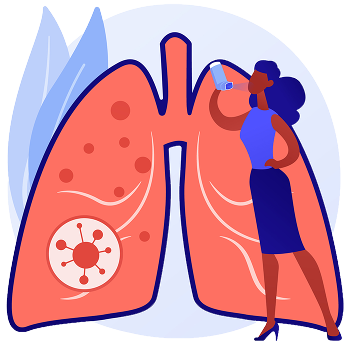 Lungs and inhaler illustration