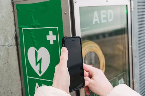 AED Access in public space. Emergency Defibulaor 